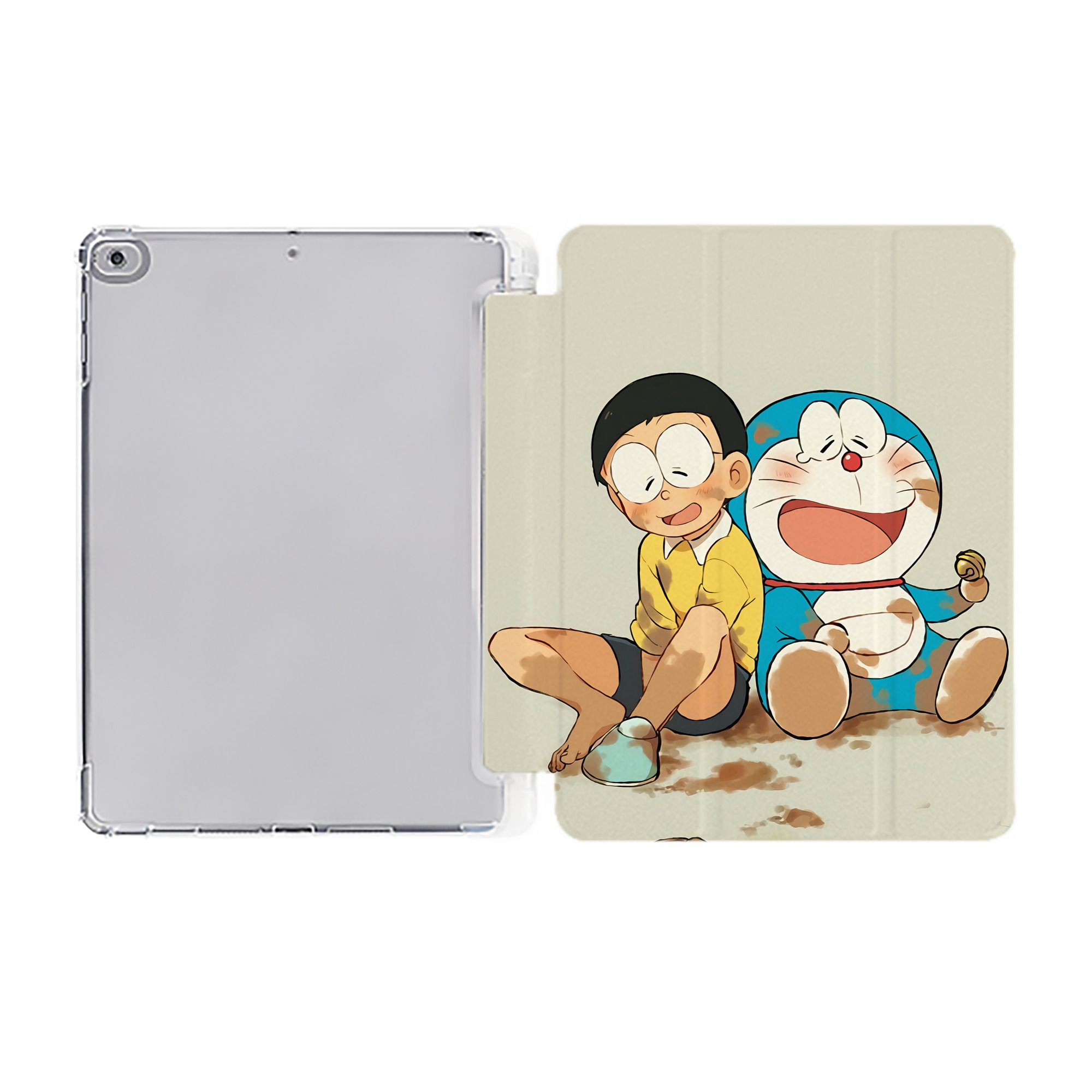 （画像用） ドラえもん Doraemon IPad ケース ペン収納付き 三つ折りスタンド PUレザー×シリコン 対応機種9.5/10.5/10.9インチ